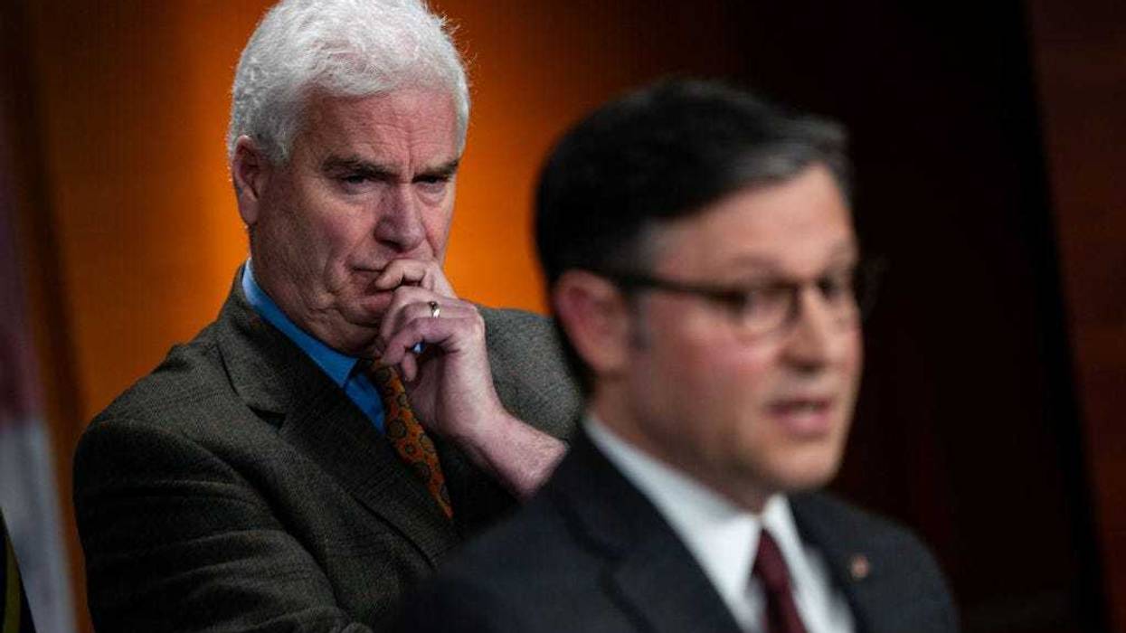 Speaker of the House Mike Johnson (R-LA) speaks during a news conference following the Republican conference meeting at the U.S. Capitol on January 17, 2024 in Washington, DC. Johnson was joined by Rep. Tom Emmer (R-MN), Rep. Elise Stefanik (R-NY) Rep. Michelle Fischbach (R-MN), and Rep. Ashley Hinson (R-IA).