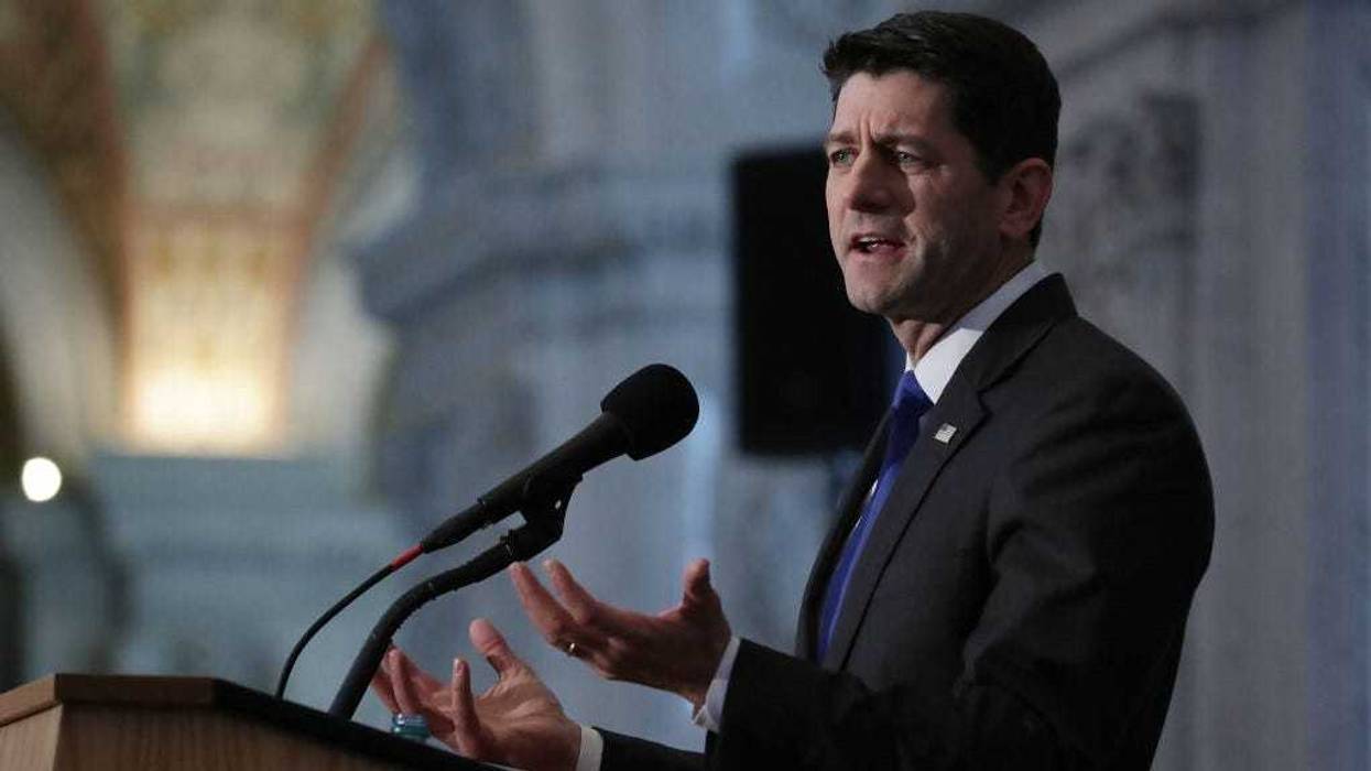 Speaker of the House Paul Ryan (R-WI) delivers a farewell address in the Great Hall of the Library of Congress Jefferson Building on Capitol Hill December 19, 2018 in Washington, DC.