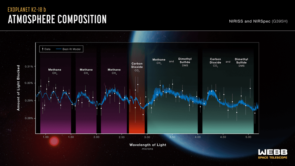 Spectra of K2-18 b, obtained with Webb