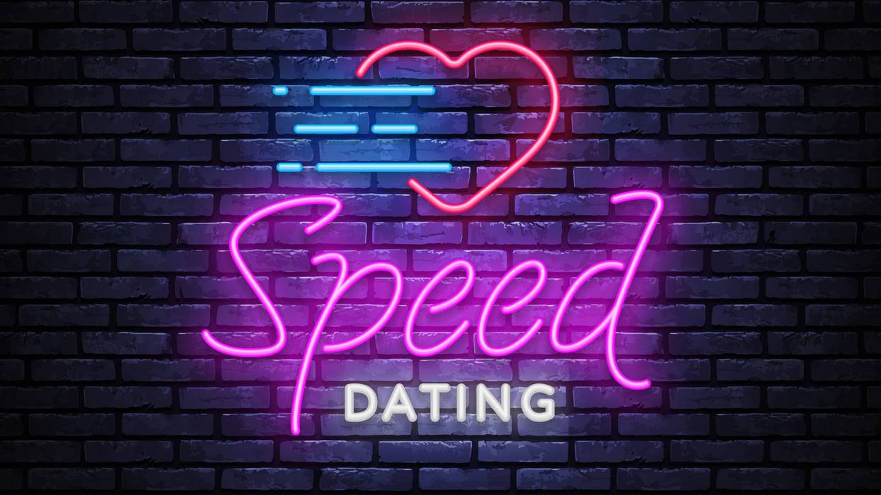 Speed Dating Neon Text Vector. Beautiful template for banner design. Modern speed dating, great design for any purposes. Love symbol. Modern background vector illustration