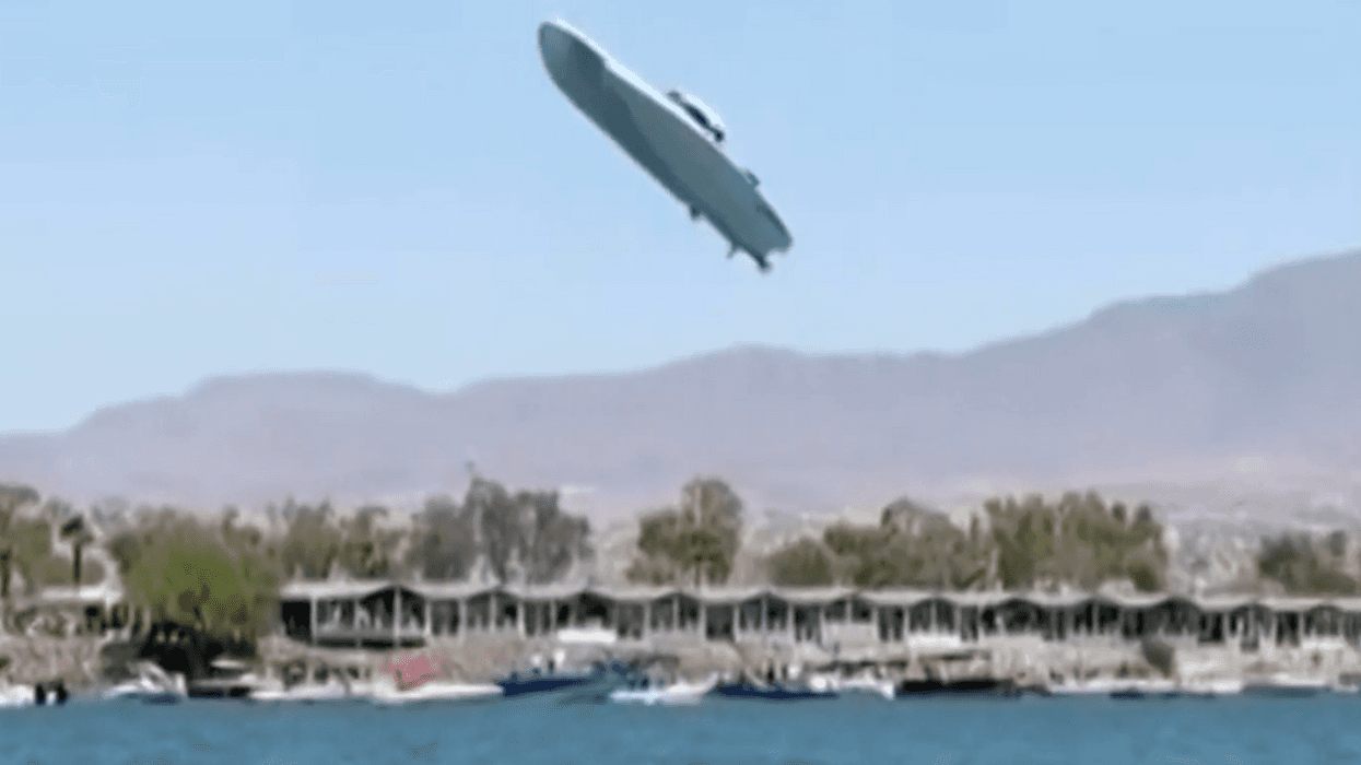 Speedboat goes airborne