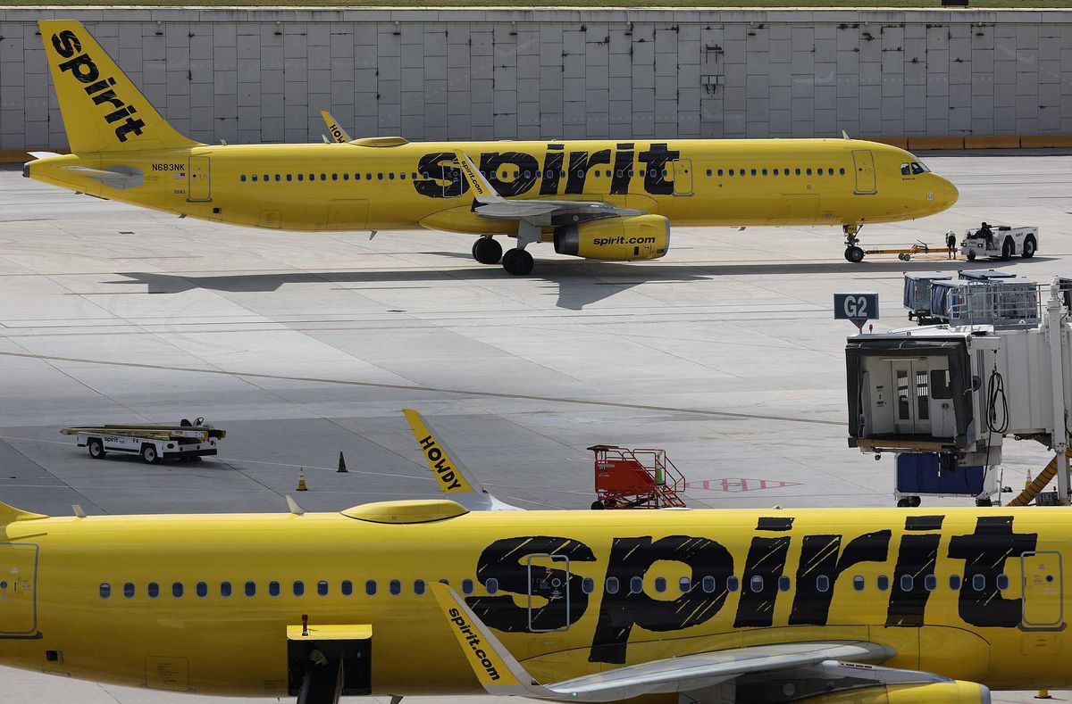 Spirit Airlines planes on the tarmac at the Fort Lauderdale-Hollywood International Airport on February 07, 2022 in Fort Lauderdale, Florida. Joe Raedle/Getty Images