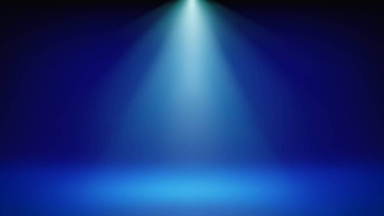 Spotlight blue stage background. Minimalist interior studio room illuminated by cyan spotlight. Backdrop for displaying products, presentation, advertising. Showcase. Vector illustration