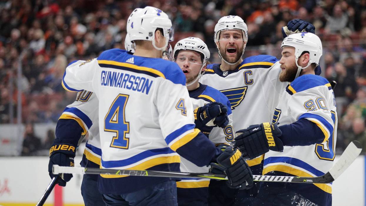St. Louis Blues celebrate goal