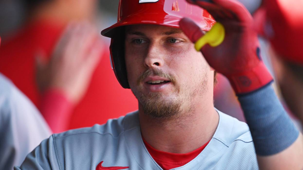 St. Louis Cardinals designated hitter Nolan Gorman (16) celebrates after hitting a home run during the first inning against the Cleveland Guardians at Progressive Field.