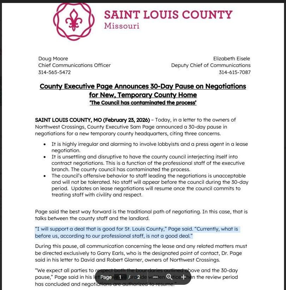 St. Louis County Executive Sam Page