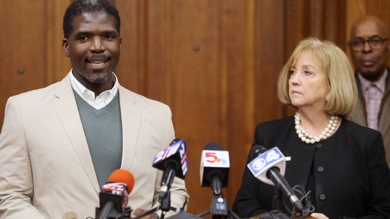 St. Louis Mayor Lyda Krewson along with Dr. Fredrick Echols, Director of the City of St. Louis Department of Health