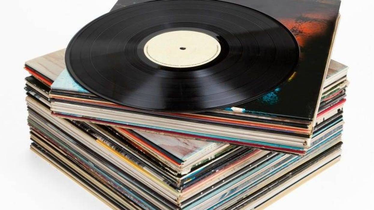 Stack of vinyl records
