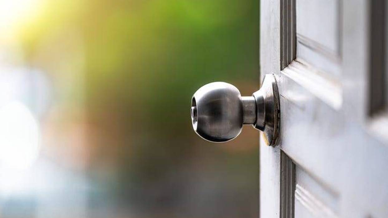 Stainless steel door lock used in security concept.