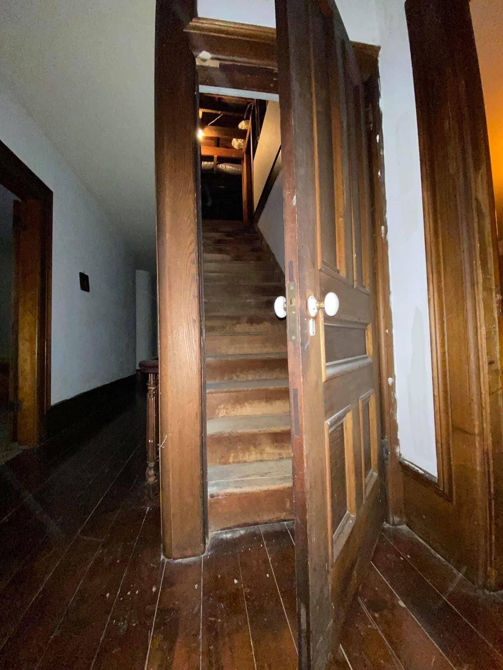 Stairwell inside Bruce Mansion