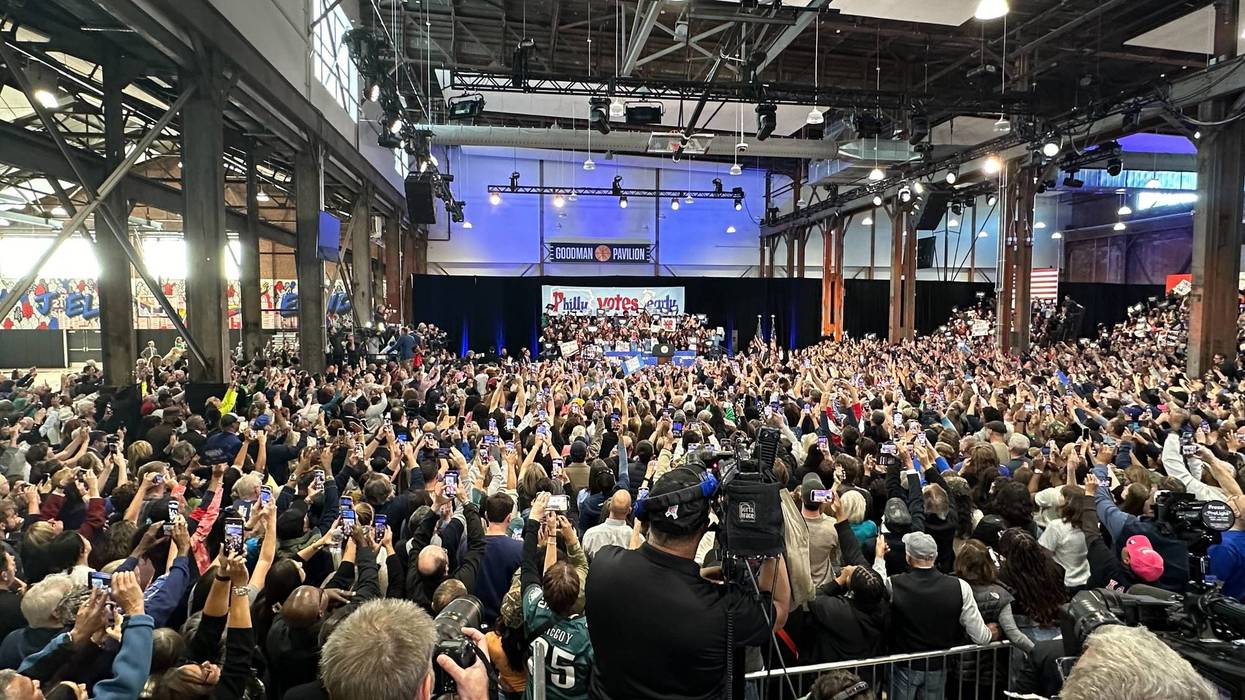Standing under a banner reading “Philly votes early,” Kamala Harris delivered a brief speech inside a packed gymnasium at the Alan Horwitz "Sixth Man" Center, reminding her supporters to head to the polls on Election Day.
