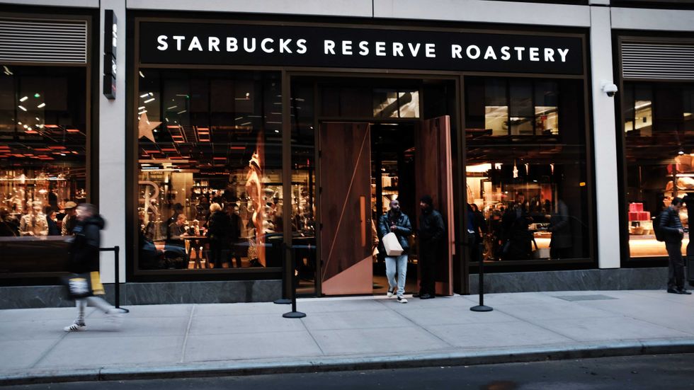Starbucks Reserve flagship location where workers are on strike.
