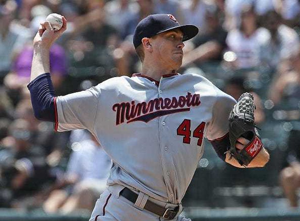 Starting pitcher Kyle Gibson #44 of the Minnesota Twins delivers the ball against the Chicago White Sox at Guaranteed Rate Field on July 28, 2019 in Chicago, Illinois.