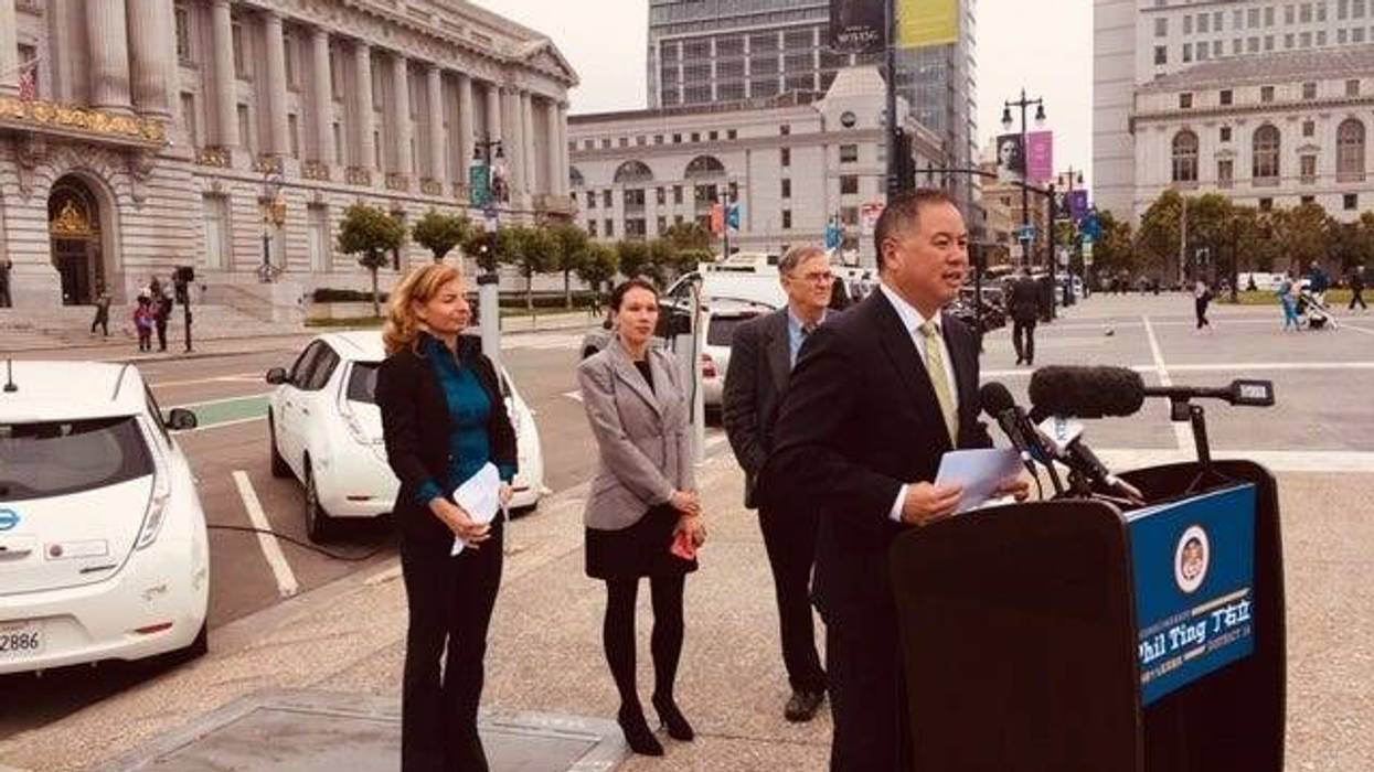 State Assemblyman Phil Ting of San Francisco introduces a proposal to increase a rebate for electric car buyers in California.