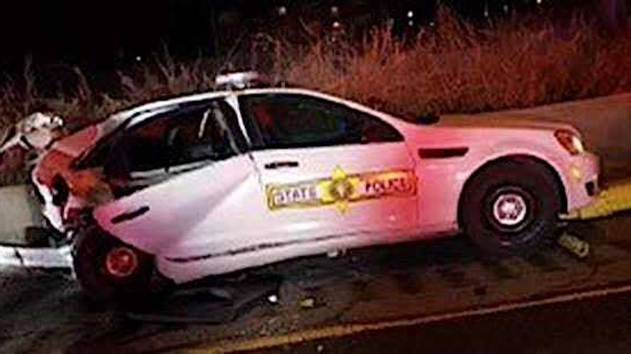 State police released a photo of a trooper’s car that had been hit by a DUI driver Jan. 4 on I-290 at Harlem Avenue.