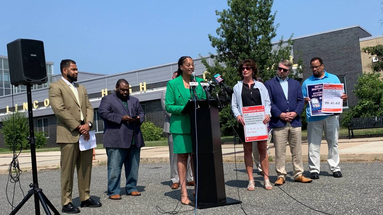 State Representative Morgan Cephas at a news conference Monday in Mayfair.