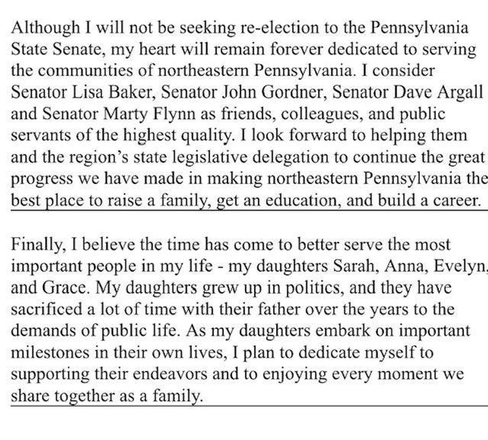 Statement by Senator John Yudichak