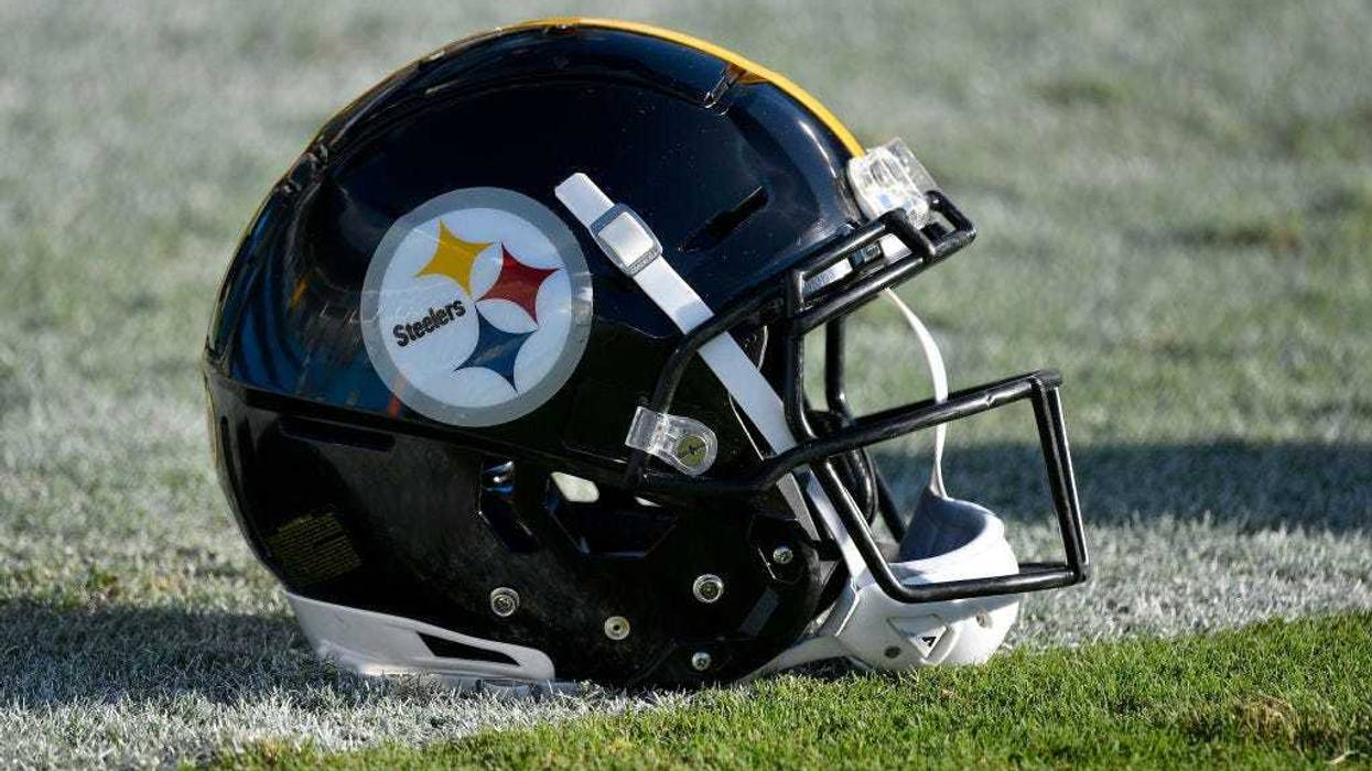Steelers helmet on field