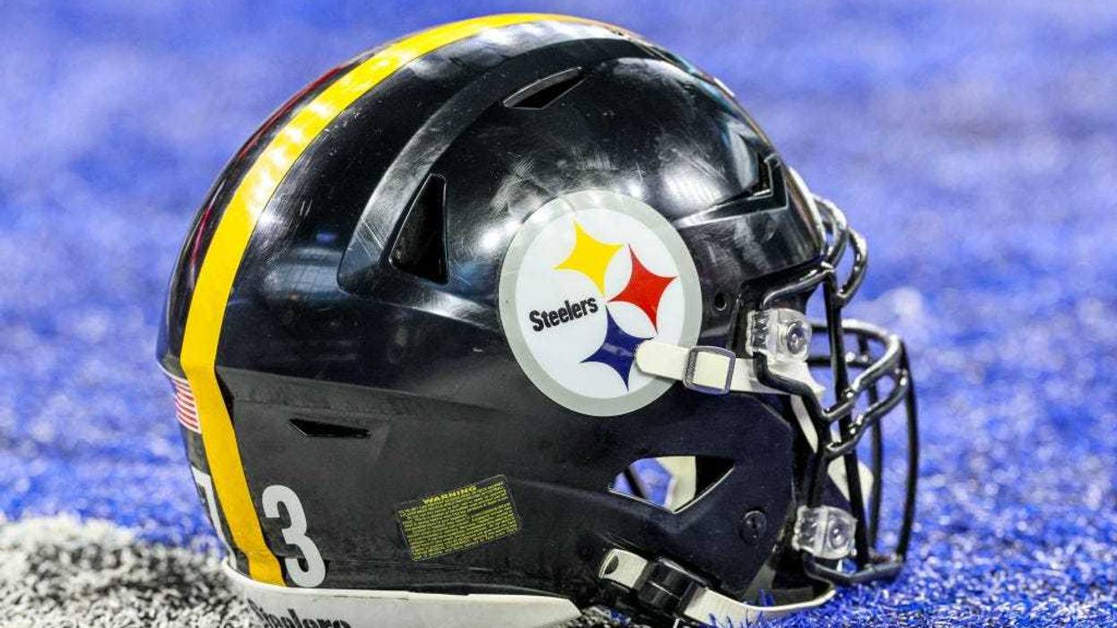 Steelers helmet on the field