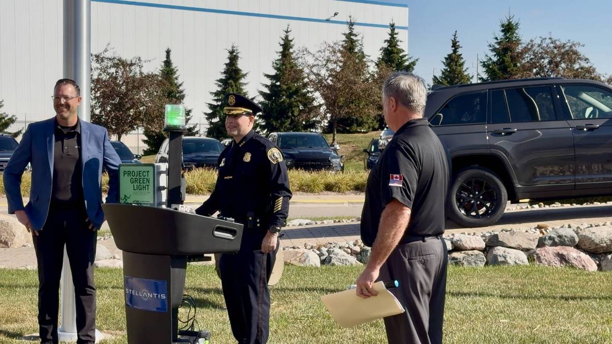 Stellantis execs and Detroit Police leadership on hand for event