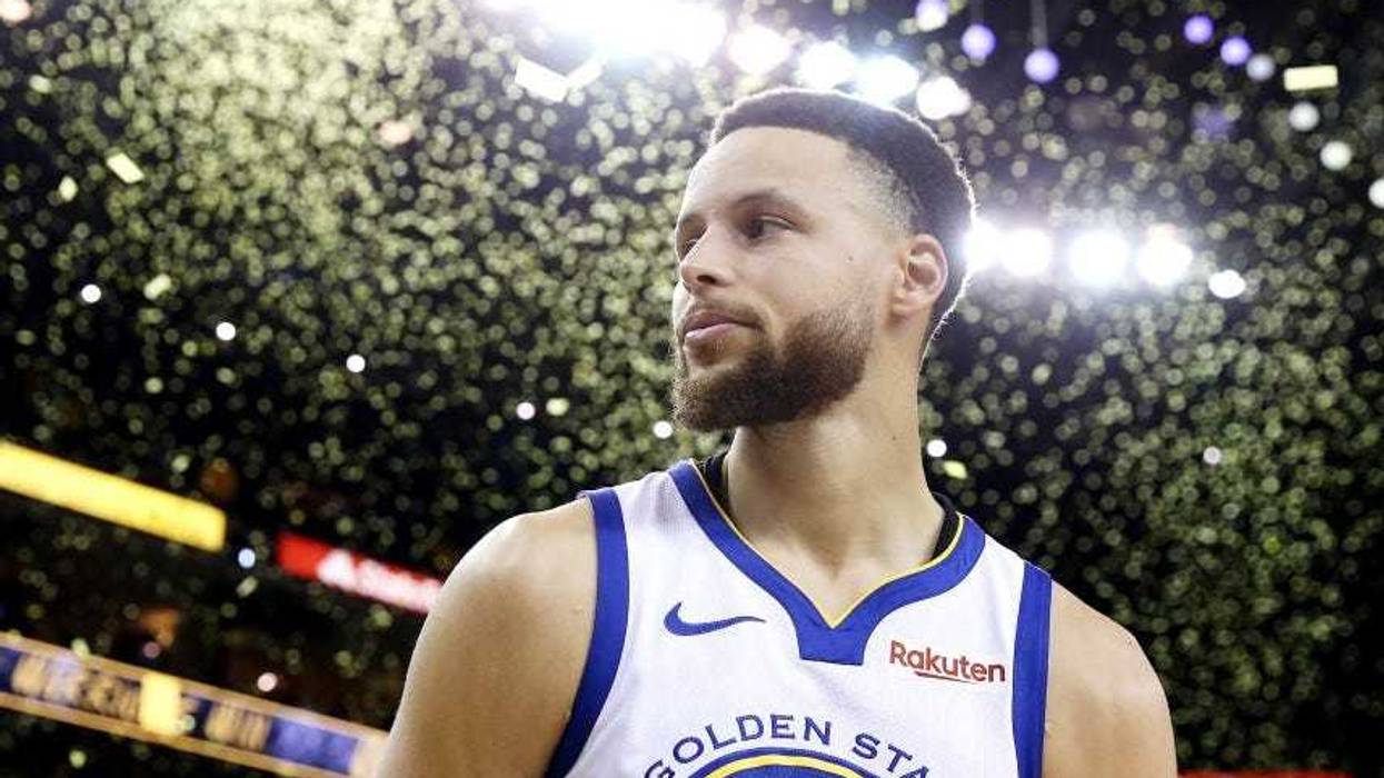 Stephen Curry #30 of the Golden State Warriors reacts after defeating the Portland Trail Blazers 116-94 in game one of the NBA Western Conference Finals at ORACLE Arena on May 14, 2019 in Oakland, California.
