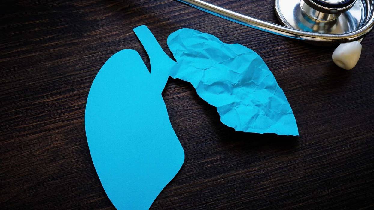 Stethoscope and one crumpled paper lung