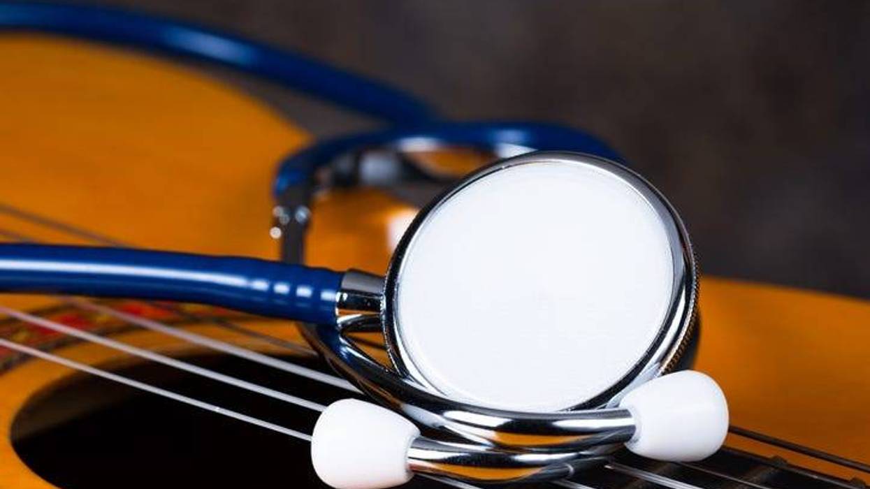 Stethoscope on a classical guitar