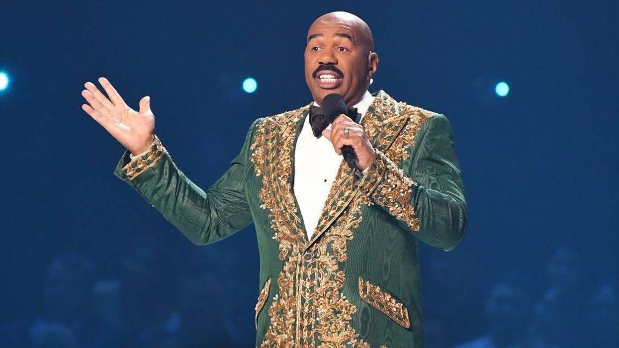 Steve Harvey speaks onstage during 2019 Miss Universe Pageant at Tyler Perry Studios on December 08, 2019 in Atlanta, Georgia.