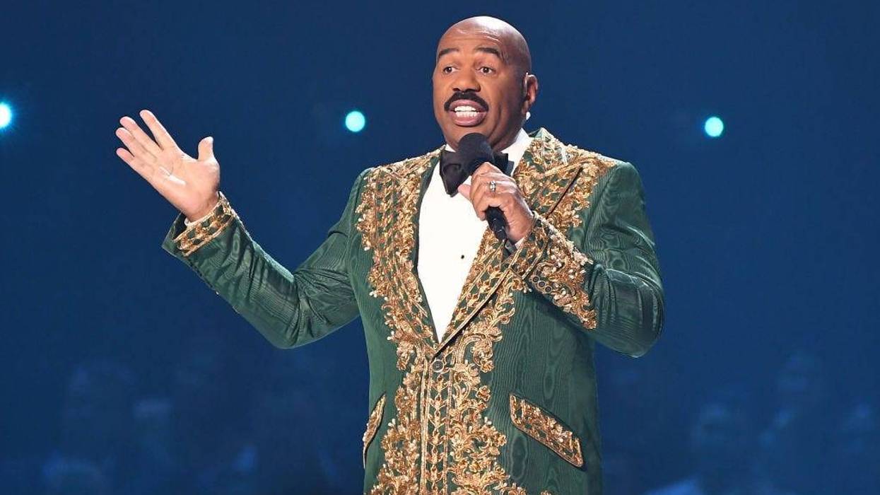 Steve Harvey speaks onstage during 2019 Miss Universe Pageant at Tyler Perry Studios on December 08, 2019 in Atlanta, Georgia