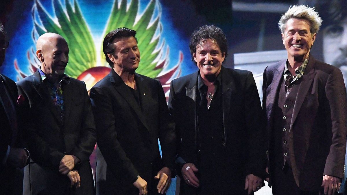 Steve Smith, Steve Perry, Neal Schon, and Ross Valory of Journey