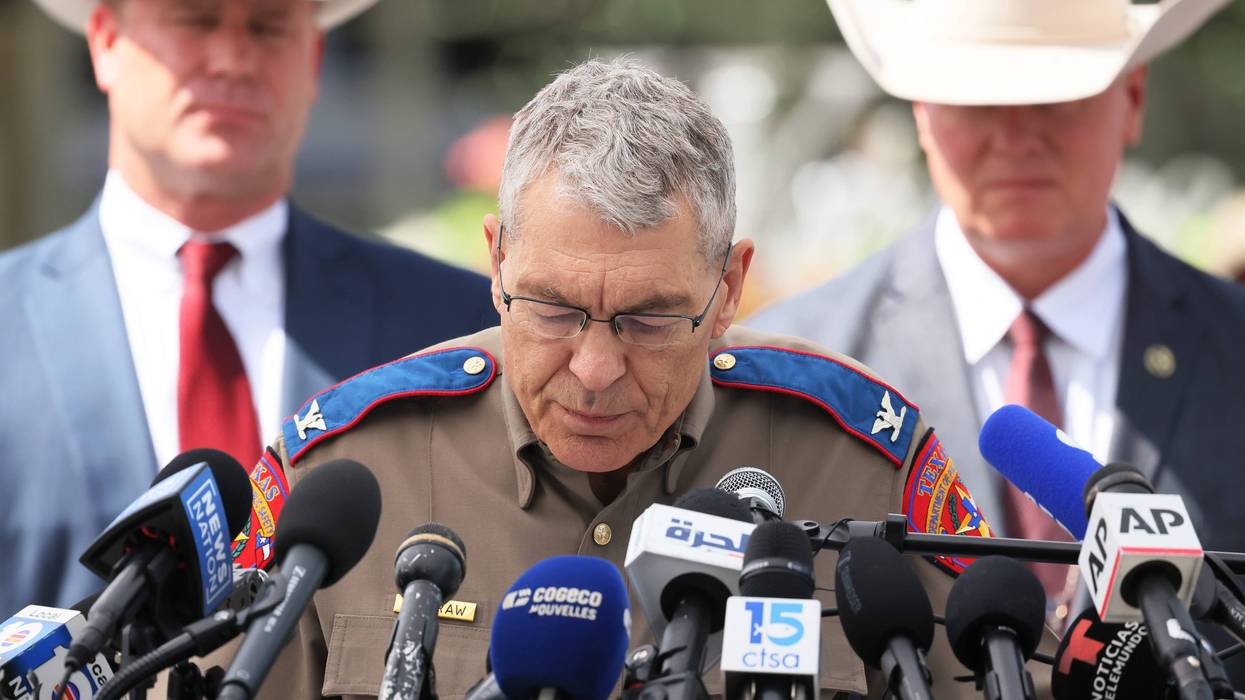 Steven C. McCraw, Director and Colonel of the Texas Department of Public Safety, speaks during a press conference about the mass shooting at Robb Elementary School on May 27, 2022 in Uvalde, Texas. McCraw held a press conference to give an update on the investigation into Tuesday's mass shooting where 19 children and two adults were killed at Robb Elementary School, and admitted that it was the wrong decision to wait and not breach the classroom door as soon as police officers were inside the elementary school. (Photo by Michael M. Santiago/Getty Images)