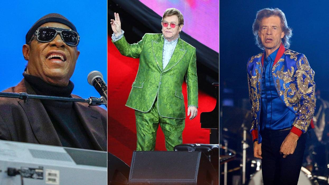 Stevie Wonder, Elton John, Mick JHagger