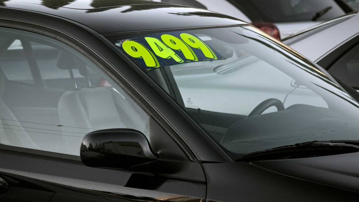 Sticker price on a car