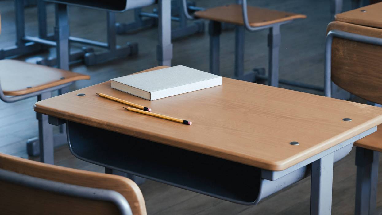 Stock image of a school desk