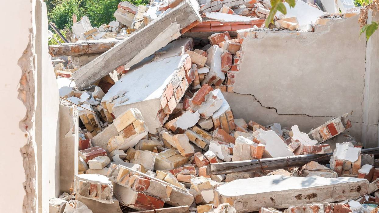 stock image of rubble from a house after an earthquake