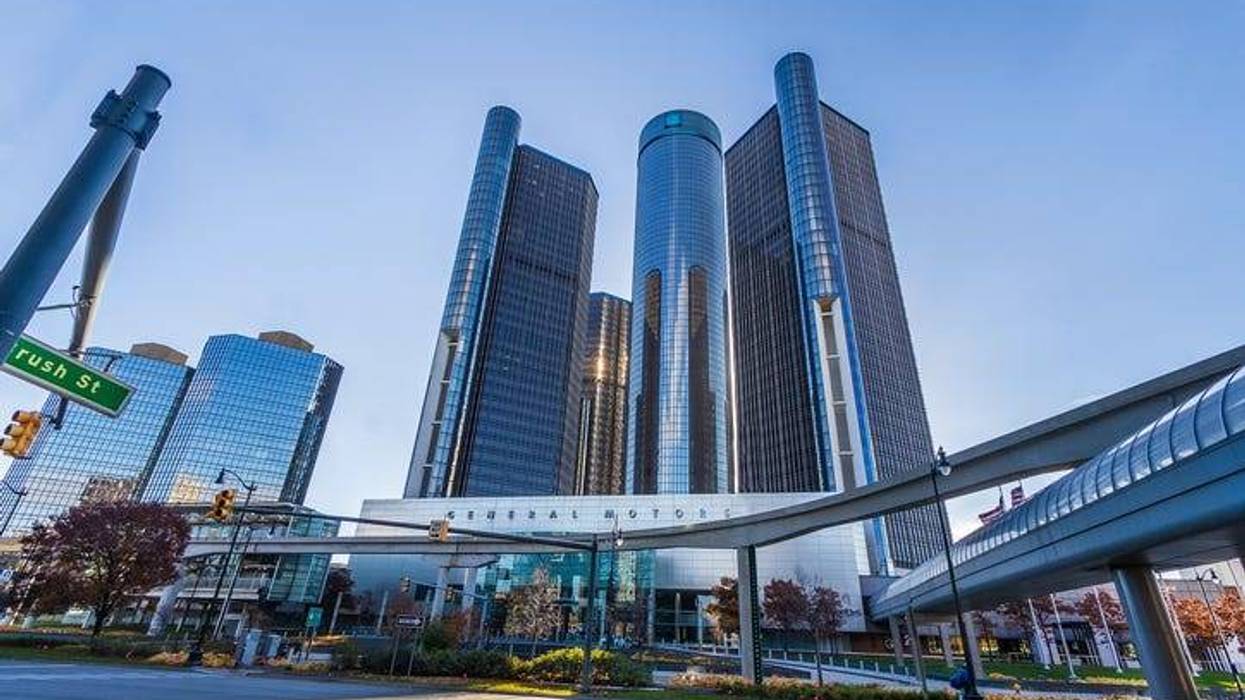 stock image of the Renaissance Center in Detroit