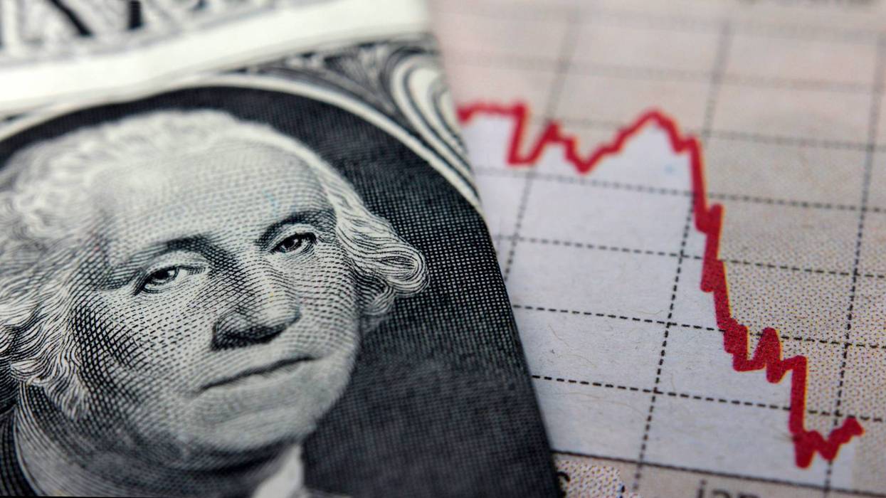 Stock Market Graph next to a 1 dollar bill