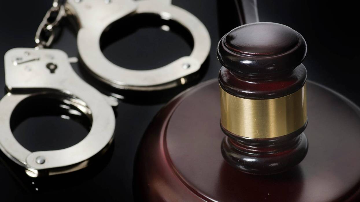 Stock photo of handcuffs and gavel