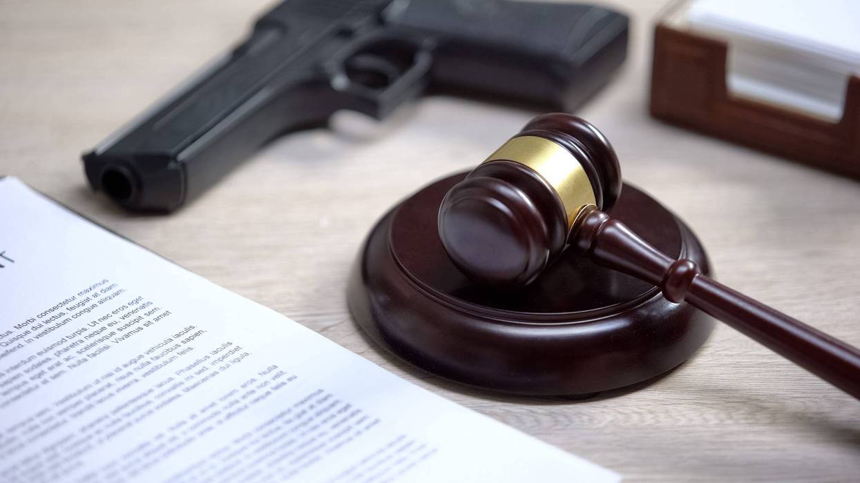 Stock photo of handgun and gavel