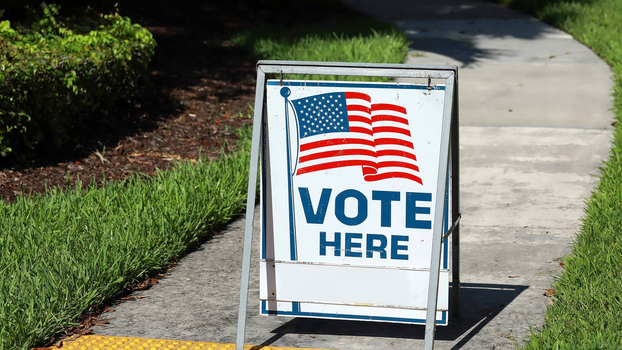 Stock photo of "vote here" sign