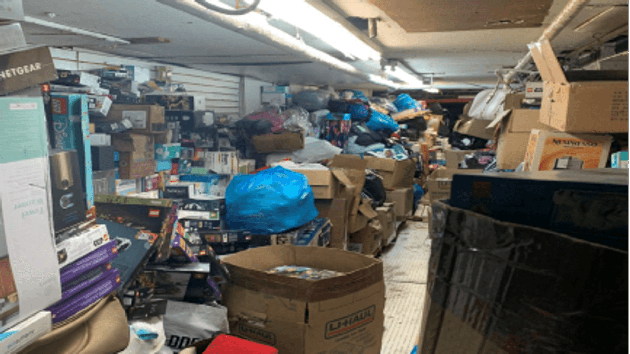 Stolen good recovered from Rehana’s Cosmtetics Inc., which is charged with criminal possession of stolen items in what prosecutors are calling and elaborate fencing scam.