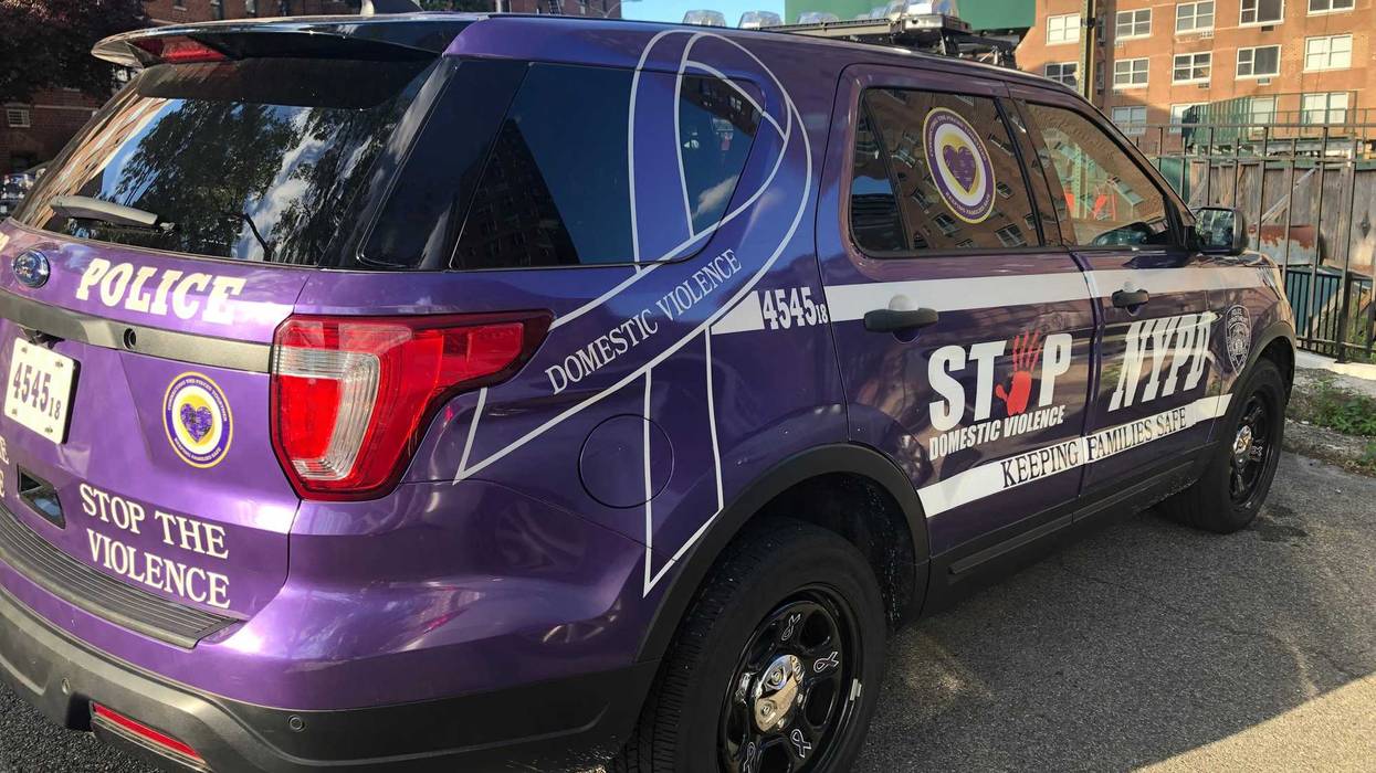 Stop Domestic Violence Police vehicle, Queens, New York.