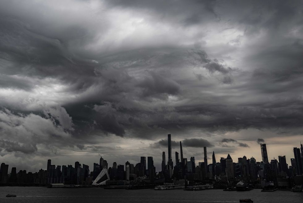 Storm clouds move over the city on Tuesday afternoon