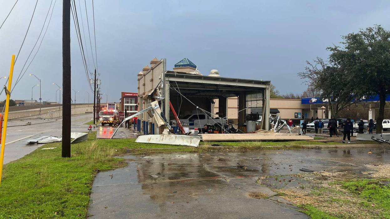 Storm damage at carwash in Grapevine, Texas on Tuesday, Dec. 13, 2022.
