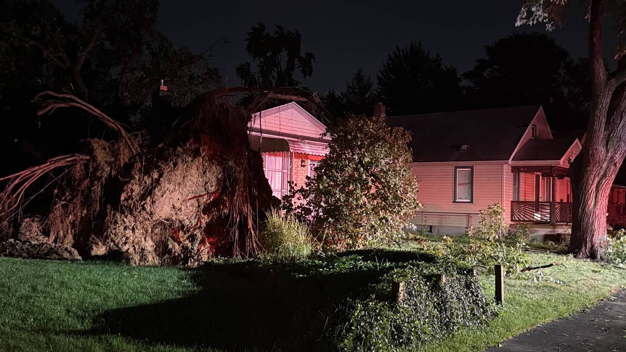 Storm damage outside a home in Madison Heights.
