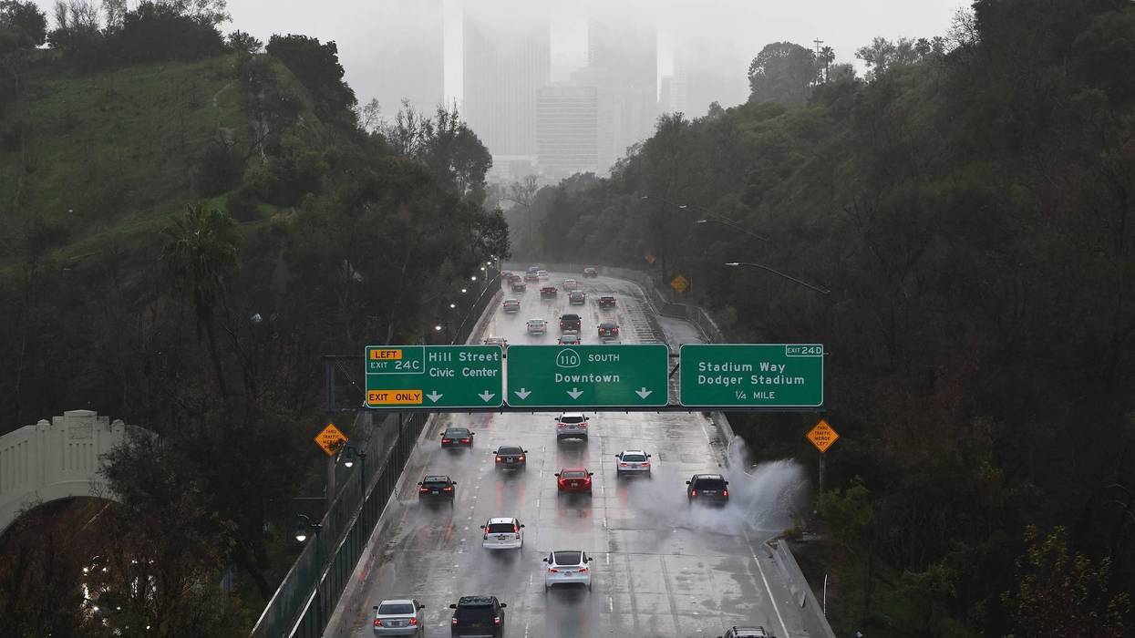 storm over 110 freeway in los angeles