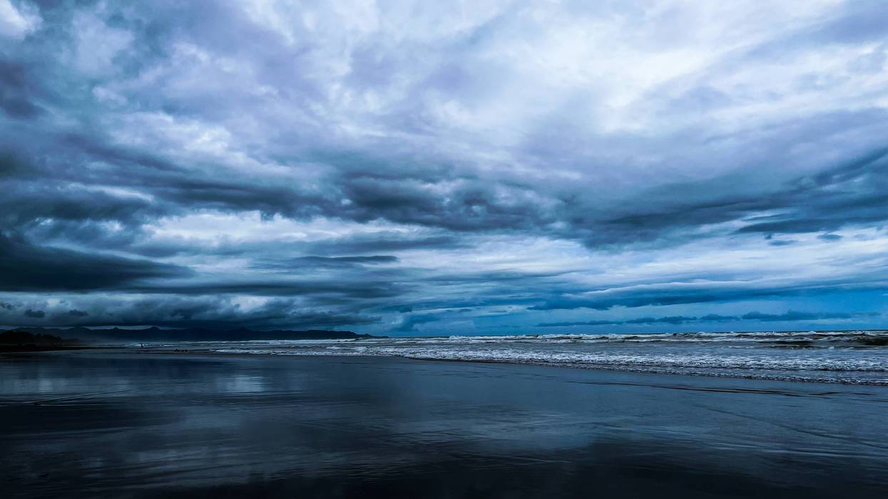 Stormy sky over shore