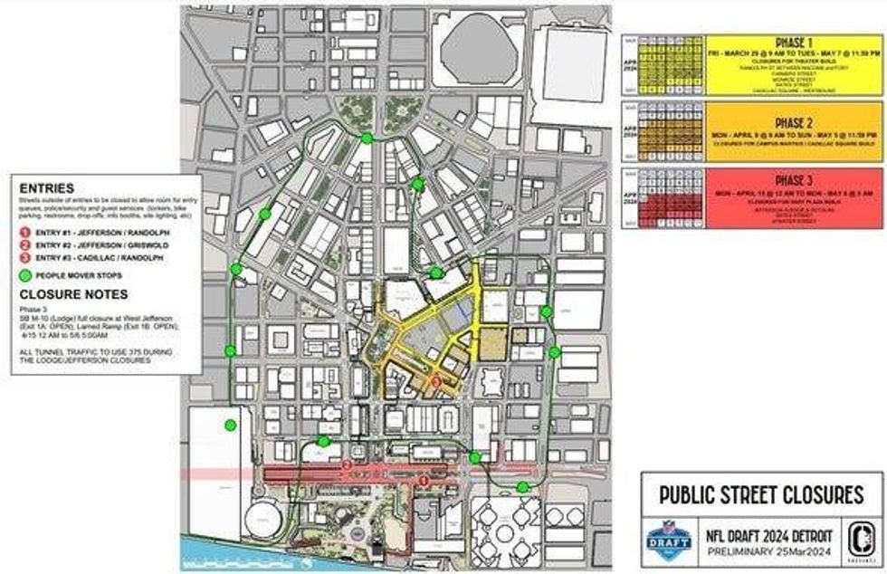 Street closures for NFL Draft in Detroit