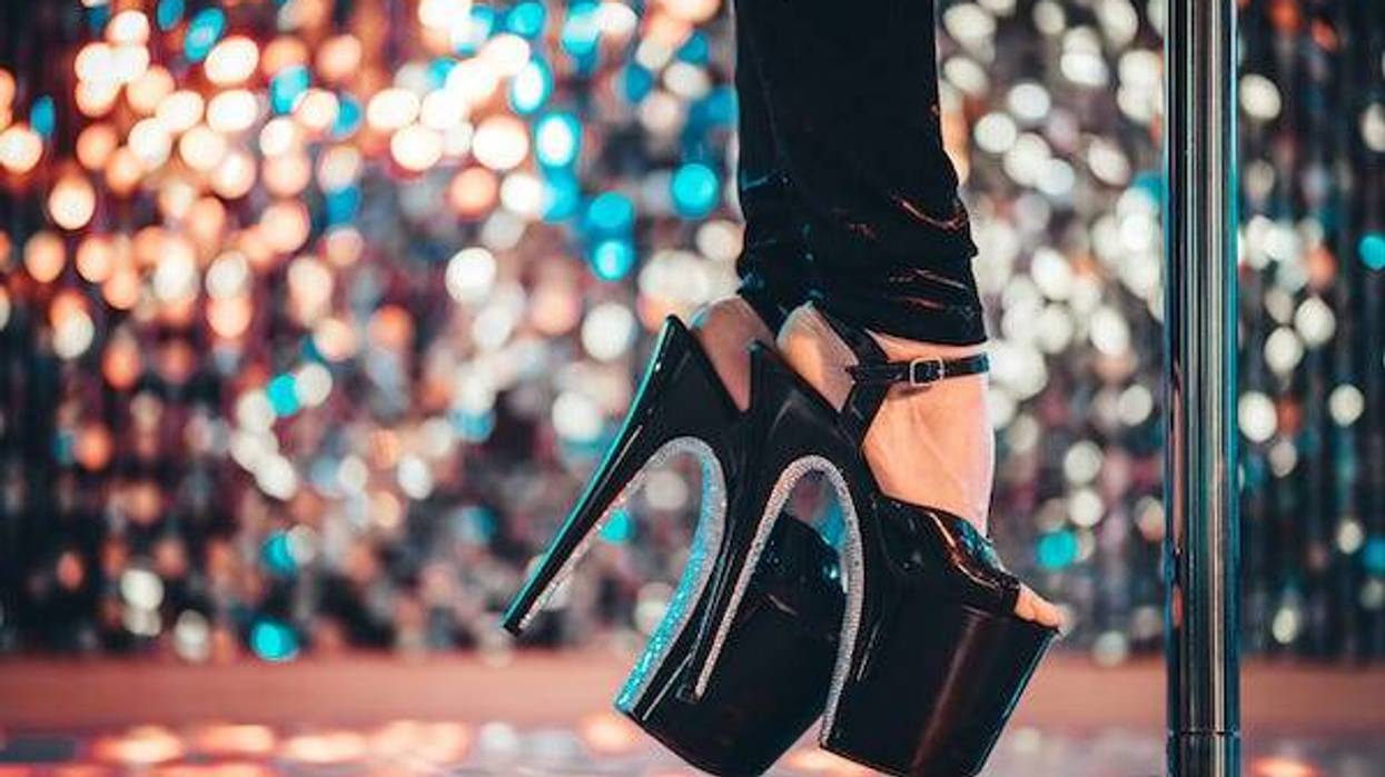 Stripper heels dancing near pole