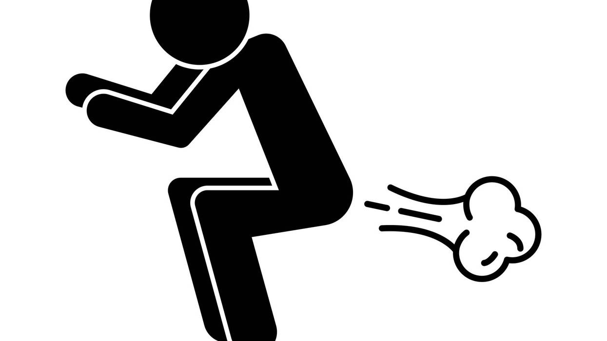 Strong farting person silhouette. Vector.